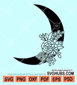 Moon with flowers svg