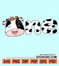 One year baby cow birthday svg