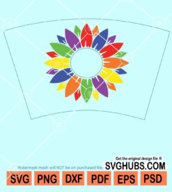 Pride month sunflower tumbler wrap svg