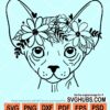 Sphynx cat floral crown svg