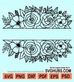 Split floral frame svg