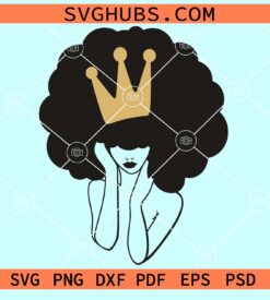 Afro queen with crown svg file