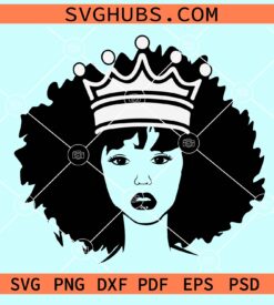 Afro woman crown SVG, Afro queen with crown SVG, Afro woman with crown SVG, Afro woman svg