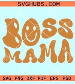 Boss Mama wavy text retro smiley face svg