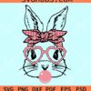 Bubble gum bunny with sunglasses and bandana svg