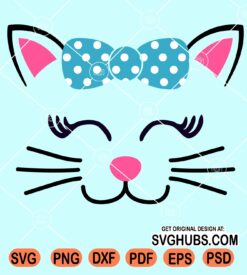 Cat Face with Bow Svg