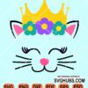 Cat Face with Crown Svg