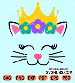 Cat Face with Crown Svg