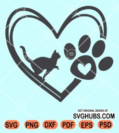 Cat heart with pawprint svg