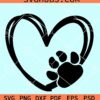 Dog paw print with heart svg