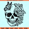 Floral skull with butterfly svg