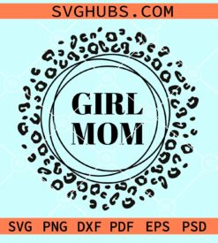 Leopard girl mama circle frame svg