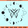 Magic butterfly with moon phases svg