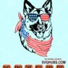 Patriotic german shepherd with sunglasses and scarf svg