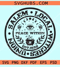 Salem local witches union peace within Est 1692 svg