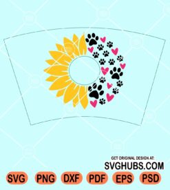 Sunflower paw prints Starbucks full wrap svg