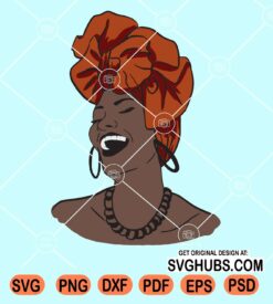 Afro woman with turban laughing svg