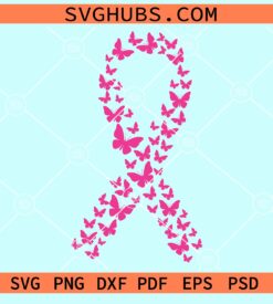 Butterfly breast cancer awareness ribbon svg