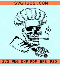 Chef skull smoking weed svg