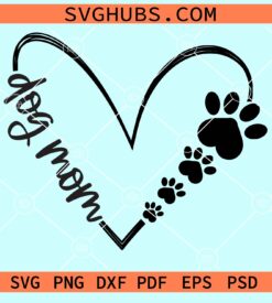 Dog mom heart with paw prints svg