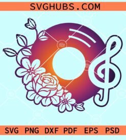 Floral Musical disk Svg