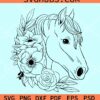 Floral horse head svg