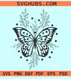 Floral monarch butterfly svg