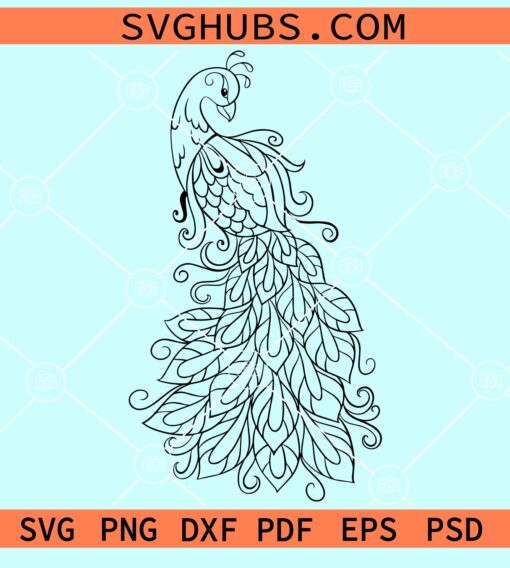 Floral peacock svg