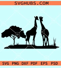 Giraffes wildlife silhouette svg