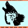 Howling wolf with woman head and buterflies svg