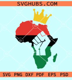 Juneteenth Africa map with king crown svg