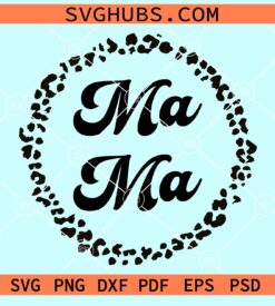 Leopard mama circle frame svg