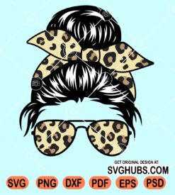 Leopard messy bun svg