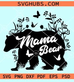 Mama bear with flowers svg