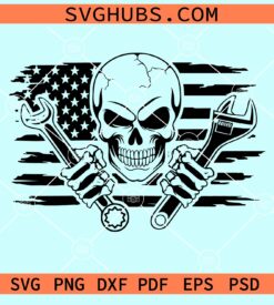 Mechanic skull US flag svg