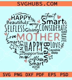 Mother heart with words svg