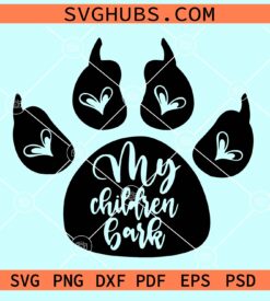 My children bark paw print svg