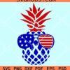 Patriotic pineapple with sunglasses svg