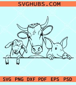 Peeking farm animals svg