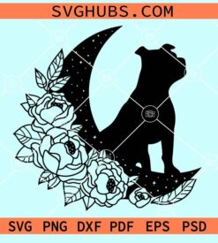 Pitbull floral moon SVG