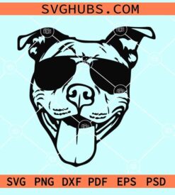 Pitbull with sunglasses SVG