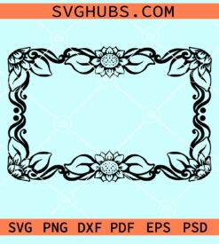 Rectangle floral wreath svg