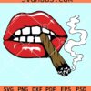 Sexy red lips with weed svg