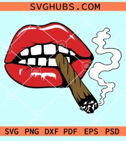 Sexy red lips with weed svg