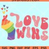 Love wins wavy text LGBT svg