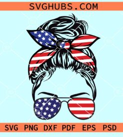 Patriotic messy bun svg