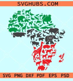 Africa animals map outline svg