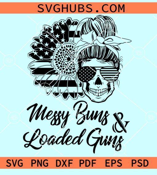 Messy bun and loaded guns svg