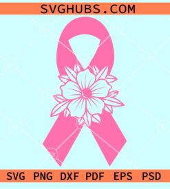 Floral cancer ribbon svg