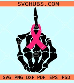 Fuck cancer skeleton middle finger svg